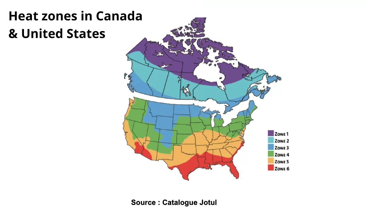 Heat zone in Canada & United States