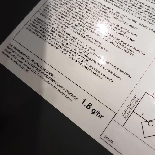 EPA 2020 certification sticker