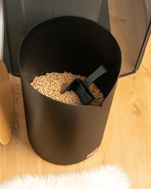 Coffre à granules Volute rond avec couvercle en bambou – Le Marquier